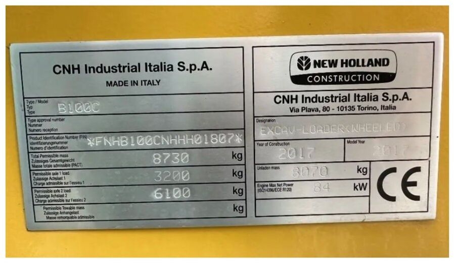 Baggerlader 2017 New Holland B100C TC 2017 New Holland B100C TC- Photo 3
